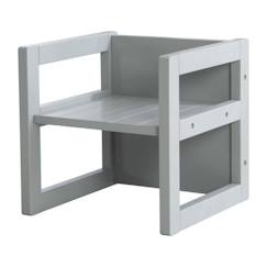 Chambre et rangement-ROBA Tabouret d'Enfant - Style Maison de Campagne - Chaise Réversible à 3 Hauteurs d'Assise - Bois Gris