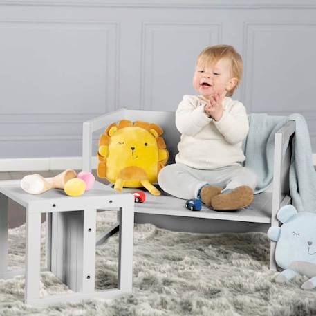 ROBA Tabouret d'Enfant - Style Maison de Campagne - Chaise Réversible à 3 Hauteurs d'Assise - Bois Gris GRIS 2 - vertbaudet enfant 