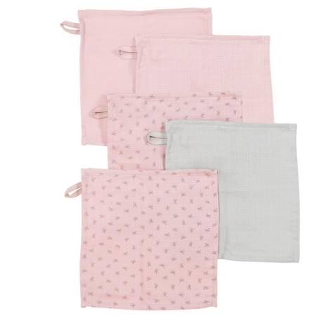 ROBA Lot de 5 Gants de Toilette Bébé 'Lil Planet' 25 x 25 cm - Coton Bio - Rose/gris ROSE 2 - vertbaudet enfant 