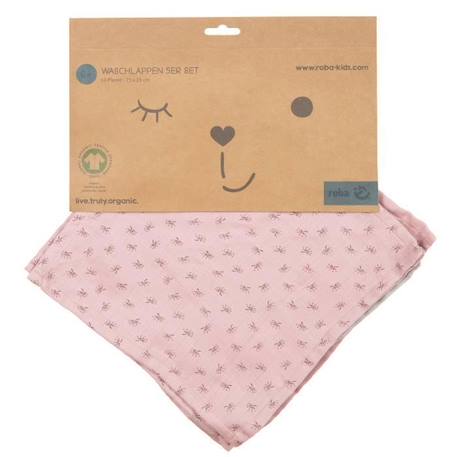 ROBA Lot de 5 Gants de Toilette Bébé 'Lil Planet' 25 x 25 cm - Coton Bio - Rose/gris ROSE 4 - vertbaudet enfant 