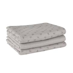 Puériculture-Matelas, accessoires de lange-Lange-Lot de 3 Couches Lavables en Coton Bio - ROBA - Lil Planet - 80x80 cm - Gris