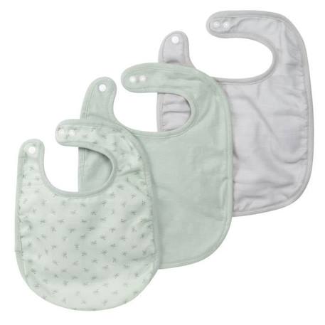 ROBA Set de 3 Bavoirs en Coton Bio 'Lil Planet' - 23x30 cm - Certifié GOTS - Vert/Gris VERT 1 - vertbaudet enfant 