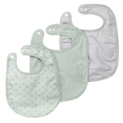 ROBA Set de 3 Bavoirs en Coton Bio "Lil Planet" - 23x30 cm - Certifié GOTS - Vert/Gris  - vertbaudet enfant