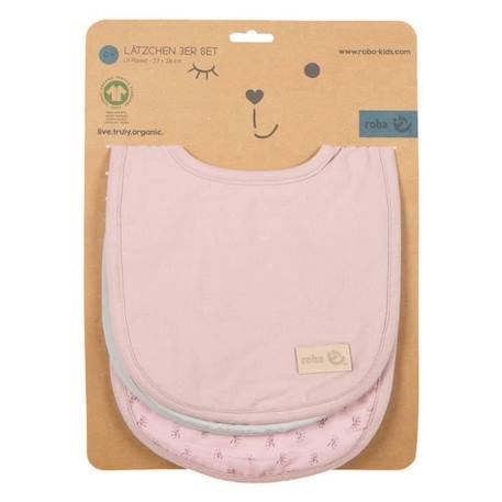 ROBA Set de 3 Bavoirs en Coton Bio 'Lil Planet' - 23x30 cm - Certifié GOTS - Rose/mauve ROSE 4 - vertbaudet enfant 