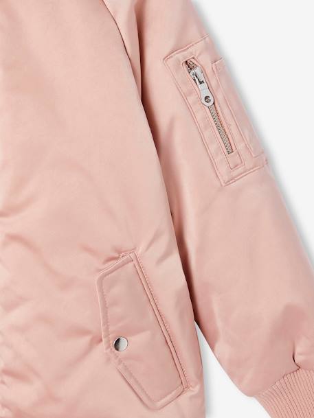 Blouson bomber effet satiné fille rose poudré 3 - vertbaudet enfant 