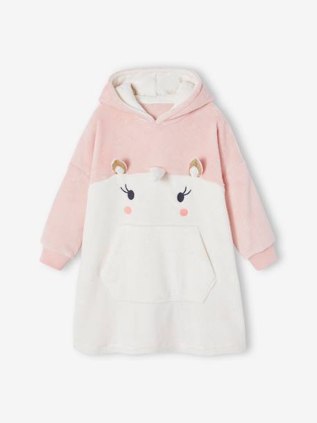 Peignoir plaid à capuche licorne fille écru 2 - vertbaudet enfant 