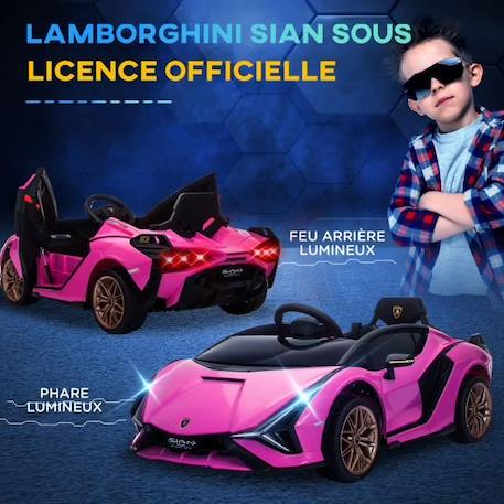 HOMCOM Voiture électrique Enfants de Sport Supercar 12 V - V. Max. 8 Km-h Effets sonores + Lumineux Rose ROSE 4 - vertbaudet enfant 