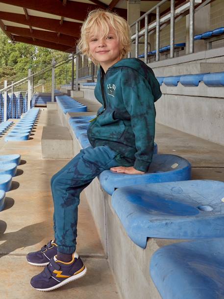 Sweat à capuche zippé 'tie and dye' sport garçon BLEU FONCE 6 - vertbaudet enfant 