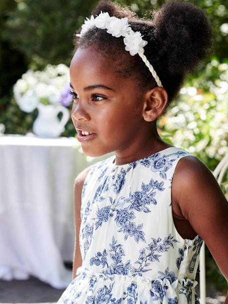 Robe de cérémonie à fleurs fille noeud au dos écru 9 - vertbaudet enfant 