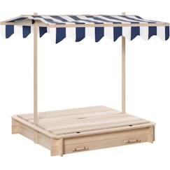 Jouet-Outsunny Bac à sable carré en bois pour enfants dim. 106L x 106l cm avec bancs et couvercle - auvent réglable