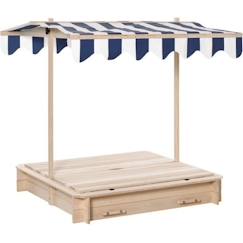 Jouet-Jeux de plein air-Jeux de jardin-Outsunny Bac à sable carré en bois pour enfants dim. 106L x 106l cm avec bancs et couvercle - auvent réglable