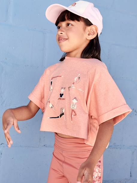 T-shirt cropped sport fille motifs égéries abricot 3 - vertbaudet enfant 
