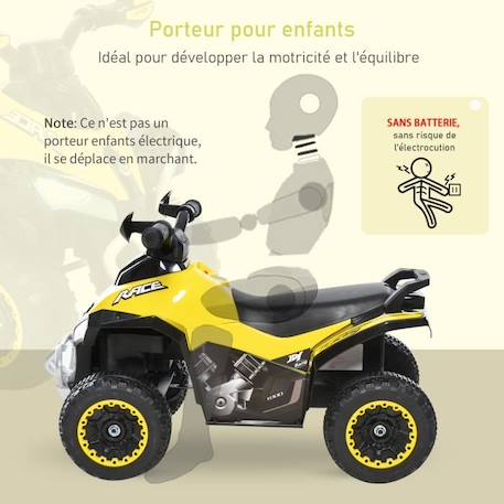 Porteur Enfants Quad HOMCOM - Jaune Noir - 18-36 Mois - Effets Lumineux et sonores JAUNE 4 - vertbaudet enfant 