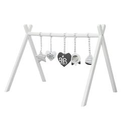 Jouet-Premier âge-Tapis d'éveil et portiques-ROBA Portique d'Eveil pour Bébé + Set de Pendentifs Rock Star Baby 3 - Arche de Jeu en Bois - Blanc / Anthracite