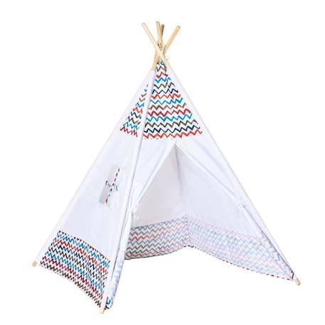 Tente Teepee Indien Enfant Graphique - HOMCOM - 1,2L x 1,2I x 1,55H m - Porte refermable, fenêtre BLANC 1 - vertbaudet enfant 