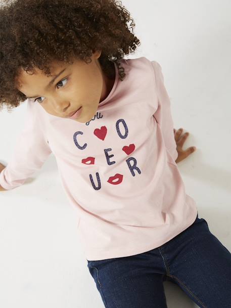 T-shirt Basics message irisé fille manches longues  - vertbaudet enfant