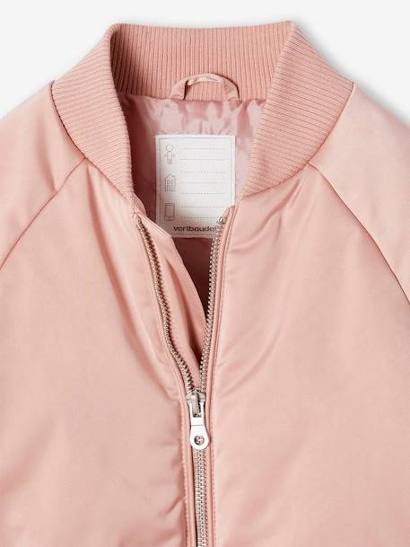 Blouson bomber effet satiné fille rose poudré 4 - vertbaudet enfant 