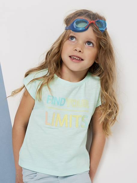 T-shirt fille message fantaisie vert clair 1 - vertbaudet enfant 