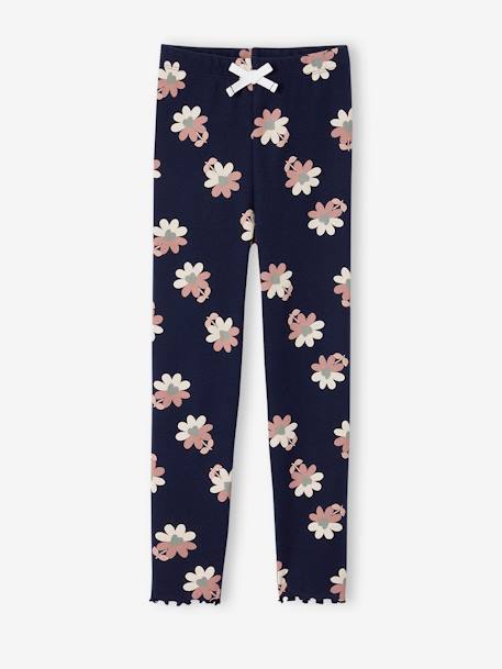 Legging imprimé en maille côtelée fille bleu chambray+écru+marine+vieux rose 7 - vertbaudet enfant 