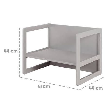 ROBA Ensemble Table et Chaise Réversible pour Enfant - Convertible en Banc et Tabouret - 3 Hauteurs Différentes - Bois Gris GRIS 6 - vertbaudet enfant 