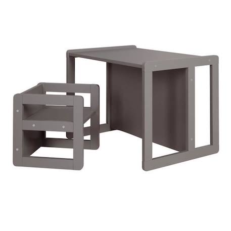 ROBA Ensemble Table et Chaise Réversible pour Enfant - Convertible en Banc et Tabouret - 3 Hauteurs Différentes - Bois Anthracite NOIR 1 - vertbaudet enfant 