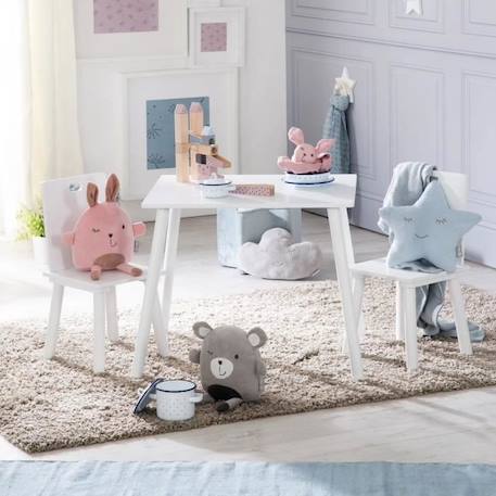 ROBA Ensemble Table + 2 Chaises pour Enfants - Set de Sièges - 3 Pièces - Pieds en Bois Massif Laqué Blanc BLANC 4 - vertbaudet enfant 