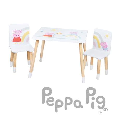 ROBA Peppa Pig Ensemble Table + 2 Chaises Enfants - Motif de la Truie Peppa - Pieds en Bois Naturel - Rose - Blanc ROSE 6 - vertbaudet enfant 