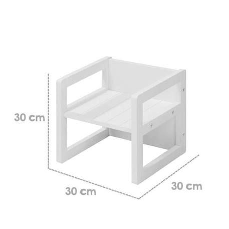 ROBA Ensemble Table et 2 Chaises Enfant - Convertible en Banc et Tabouret - 3 Hauteurs - Style Maison de Campagne - Bois Blanc BLANC 5 - vertbaudet enfant 