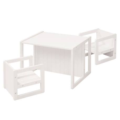 ROBA Ensemble Table et 2 Chaises Enfant - Convertible en Banc et Tabouret - 3 Hauteurs - Style Maison de Campagne - Bois Blanc BLANC 1 - vertbaudet enfant 