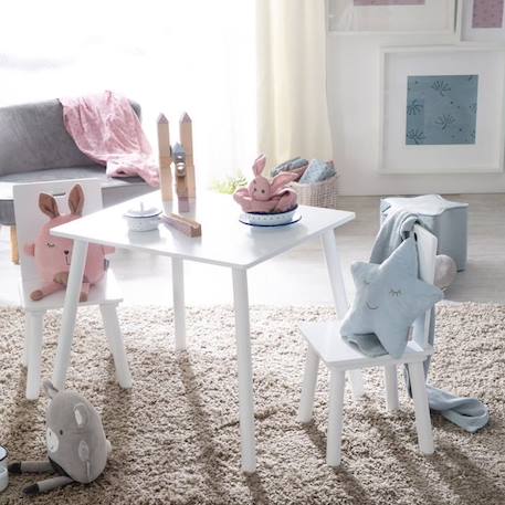 ROBA Ensemble Table + 2 Chaises pour Enfants - Set de Sièges - 3 Pièces - Pieds en Bois Massif Laqué Blanc BLANC 6 - vertbaudet enfant 