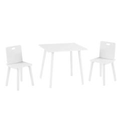 Chambre et rangement-ROBA Ensemble Table + 2 Chaises pour Enfants - Set de Sièges - 3 Pièces - Pieds en Bois Massif Laqué Blanc