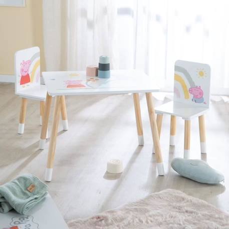 ROBA Peppa Pig Ensemble Table + 2 Chaises Enfants - Motif de la Truie Peppa - Pieds en Bois Naturel - Rose - Blanc ROSE 4 - vertbaudet enfant 