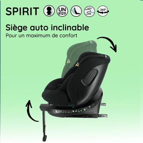 Siège auto isofix NANIA SPIRIT 40-150 cm R129   – 0 à 10 ans- Dos route 40-105 cm – Têtière réglable - Inclinable - Pivotant - Noir NOIR 5 - vertbaudet enfant 