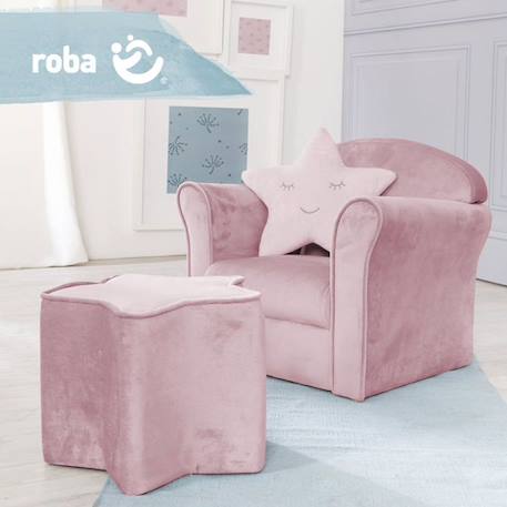 ROBA Fauteuil Bébé en Velours Lil Sofa - Fauteuil Club pour Enfant - Assise Confortable - avec Accoudoirs - Rose ROSE 5 - vertbaudet enfant 