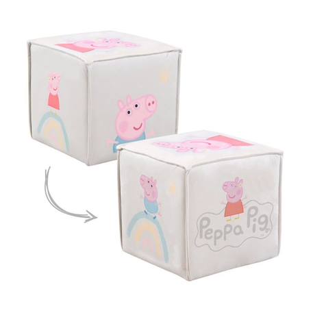 ROBA Pouf Bébé en Forme de Cube Peppa Pig - Pouf Enfant en Velours Doux - Beige / Motif Cochon BEIGE 5 - vertbaudet enfant 