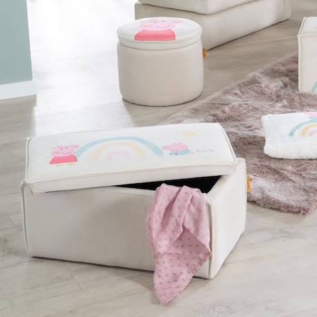 ROBA Banc Coffre à Jouets Peppa Pig pour Enfant en Bois et Velours - Meuble de Rangement 2 en 1 - Beige / Motif Cochon BEIGE 3 - vertbaudet enfant 