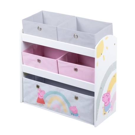 ROBA Peppa Pig Étagère de Rangement pour Jouets - 5 Boîtes en Tissu - Motif de la Truie et Cochon - Bois Laqué Rose - Blanc ROSE 1 - vertbaudet enfant 