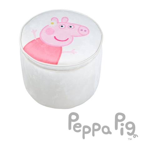 ROBA Pouf Coffre Bébé Rond Peppa Pig - Pouf de Rangement pour Enfant en Velours - Beige / Motif Truie BEIGE 6 - vertbaudet enfant 