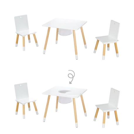 ROBA Ensemble de Sièges - Chaises et Table en Bois Blanc + Filet de Rangement - 3 Pièces - Pieds en Bois Massif BLANC 5 - vertbaudet enfant 