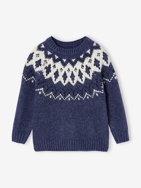 Pull jacquard col rond garçon beige+bleu ardoise 8 - vertbaudet enfant 