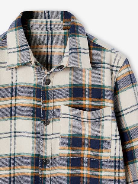 Chemise à carreaux en flanelle garçon bleu ardoise+bleu nuit+carreaux blanc 14 - vertbaudet enfant 