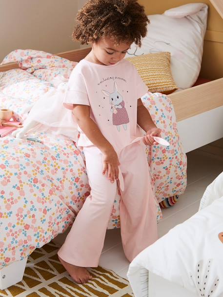 Pyjama large fille lapin rose pâle 1 - vertbaudet enfant 