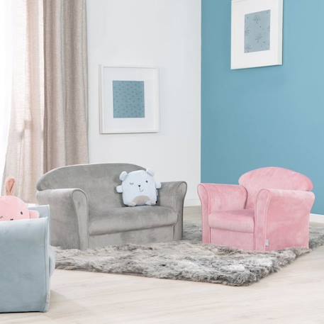 ROBA Mini Canapé Enfant en Velours Lil Sofa - Dossier Confortable avec Accoudoirs - Gris GRIS 5 - vertbaudet enfant 