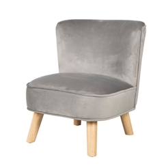 Chambre et rangement-ROBA Fauteuil Enfant en Velours Lil Sofa - Style Scandinave - Pieds en Bois Massif - Gris