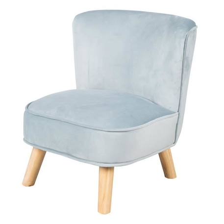 ROBA Fauteuil Enfant en Velours Lil Sofa - Style Scandinave - Pieds en Bois Massif - Bleu Clair BLEU 1 - vertbaudet enfant 