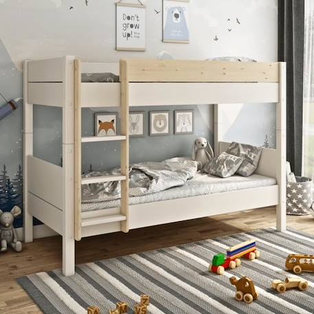 Lit superposé en pin blanc et bois 90x200 H153 Achille BLANC 1 - vertbaudet enfant 