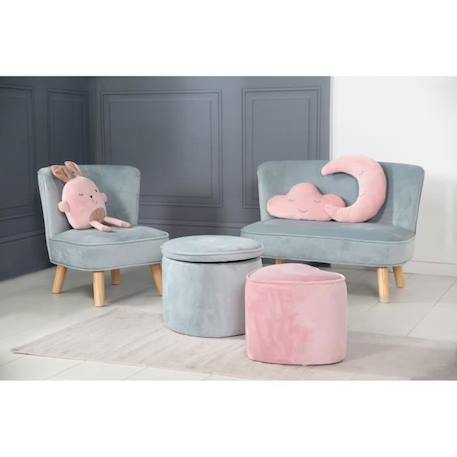 ROBA Canapé Enfant en Velours Lil Sofa - Style Scandinave - Pieds en Bois Massif - Bleu clair BLEU 2 - vertbaudet enfant 