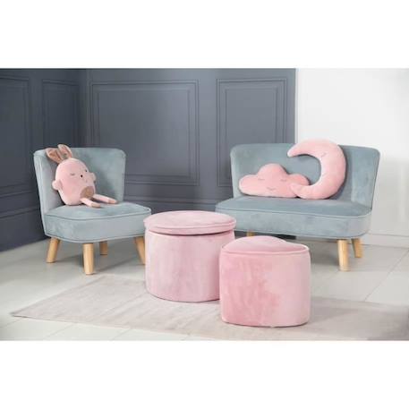 Pouf Coffre Enfant ROBA Lil Sofa - Velours Doux - Rose ROSE 4 - vertbaudet enfant 