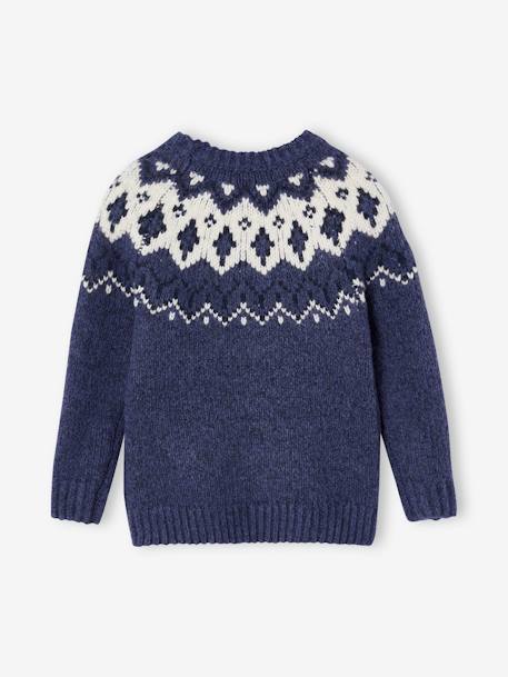 Pull jacquard col rond garçon beige+bleu ardoise 9 - vertbaudet enfant 