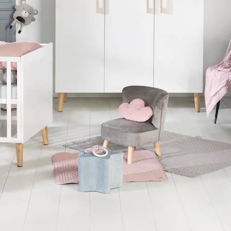 ROBA Fauteuil Enfant en Velours Lil Sofa - Style Scandinave - Pieds en Bois Massif - Gris GRIS 2 - vertbaudet enfant 